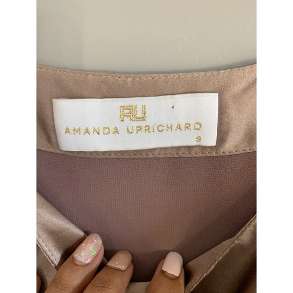 Amanda Uprichard Beige Satin High Neck Dress - Picture 4 of 11